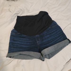 Isabel Maternity Crossover Panel Denim Shorts